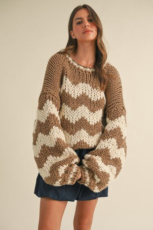 Chevron chunky knit sweater