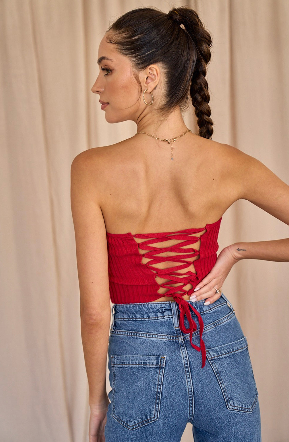 Cross back bandeau top