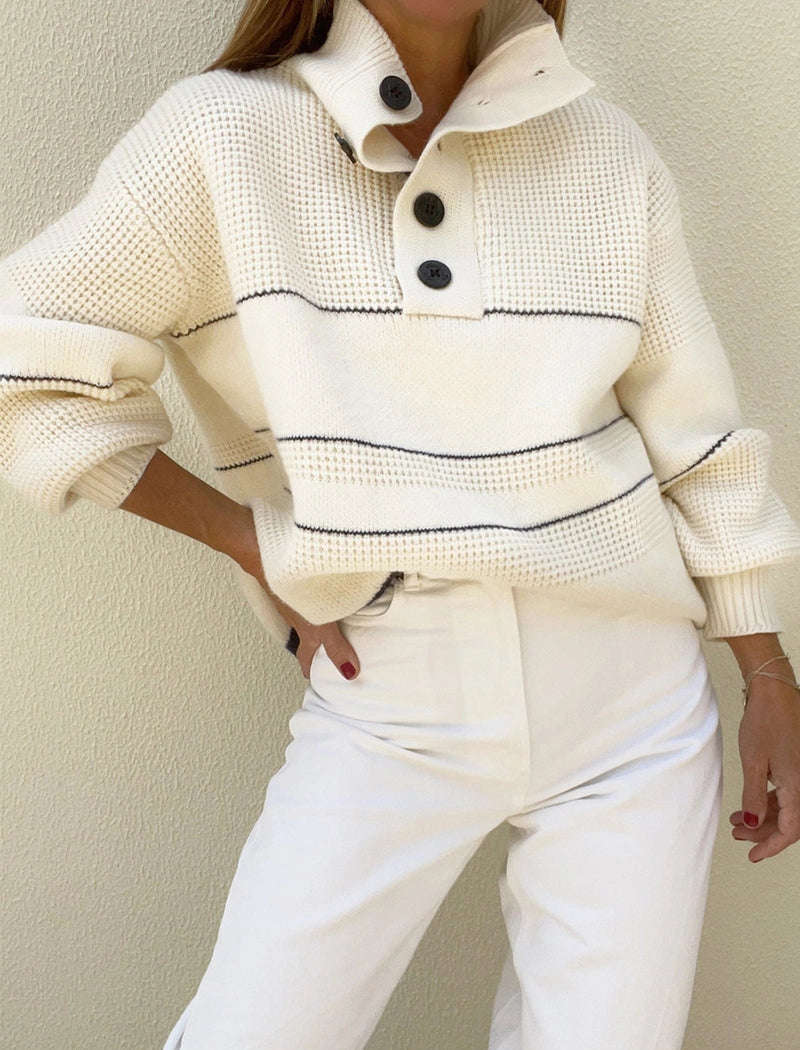 Quarter button sweater