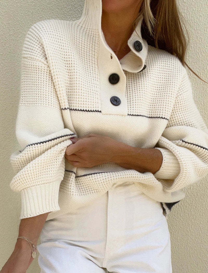 Quarter button sweater