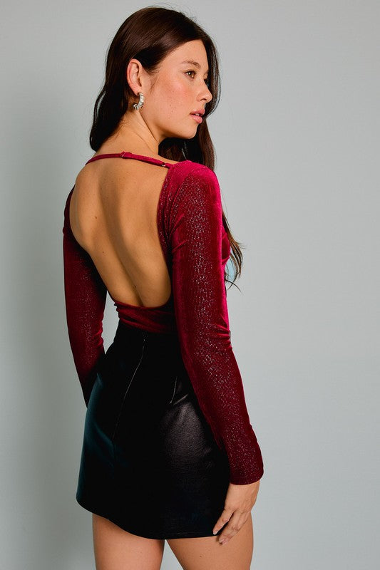 Sparkle open back bodysuit
