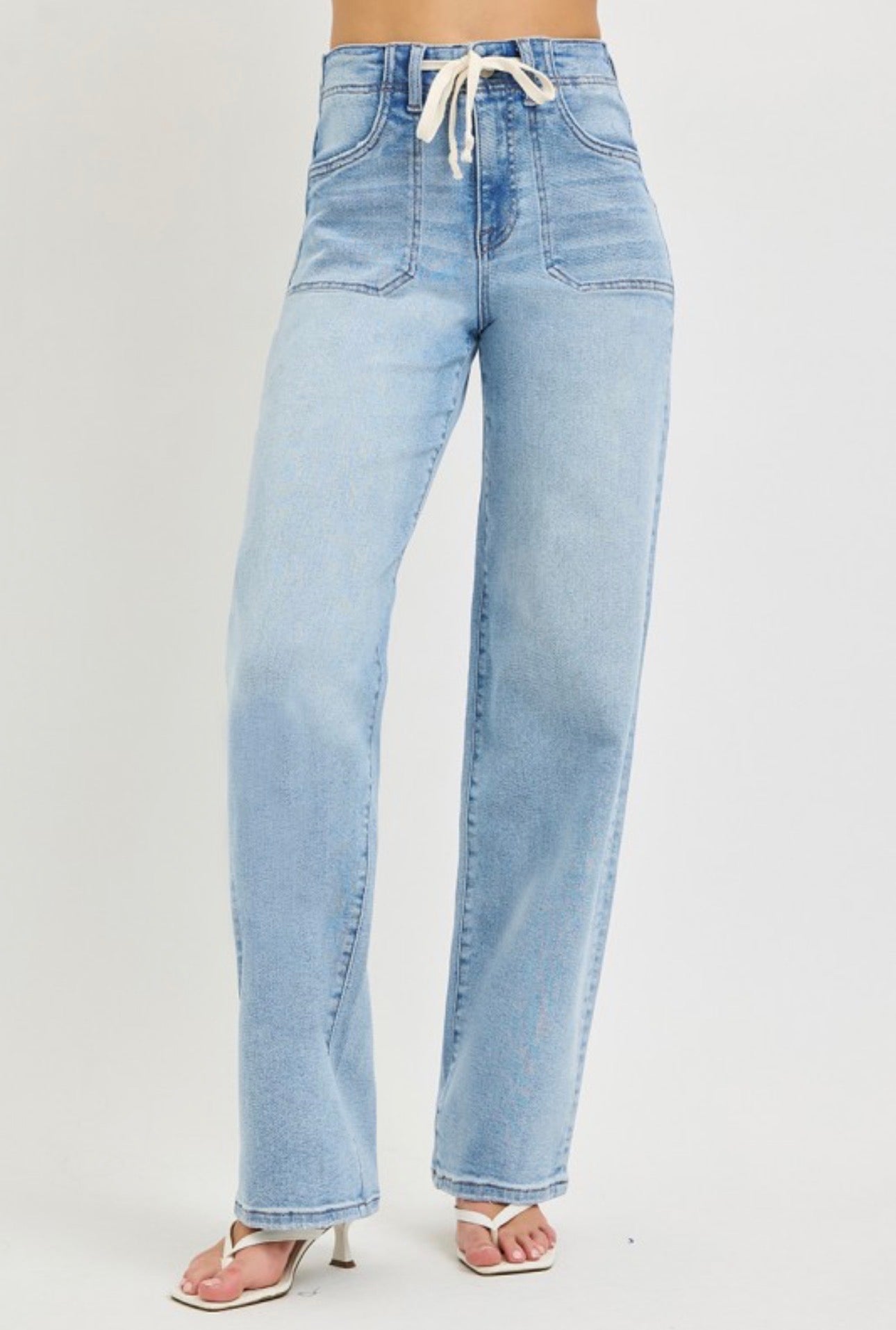 High rise baggy waistband tie denim – Leveled Up Buffalo