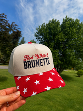 Load image into Gallery viewer, USA blonde &amp; brunette trucker hats
