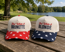 Load image into Gallery viewer, USA blonde &amp; brunette trucker hats
