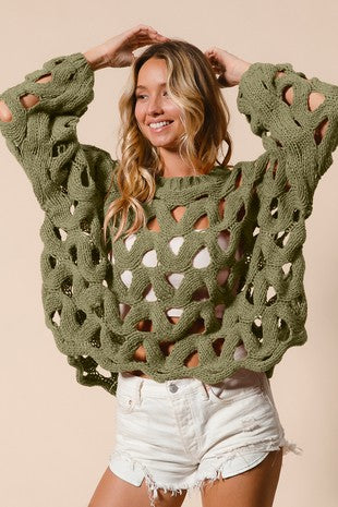 Open knit sweater