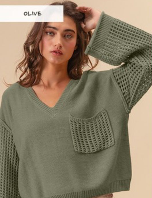 Open v-neck sweater