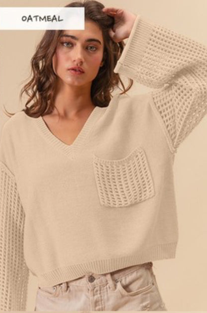 Open v-neck sweater