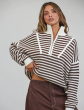 Load image into Gallery viewer, Striped preppy half zip
