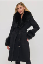 Load image into Gallery viewer, Long wool faux fur jacket
