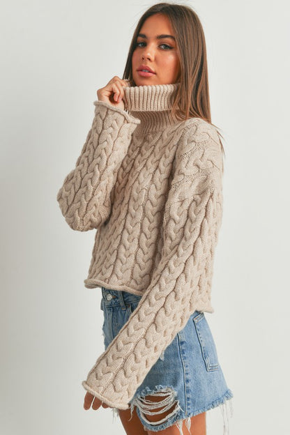 Cropped turtleneck sweater