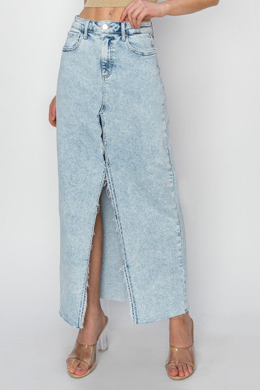 High rise crossover maxi skirt