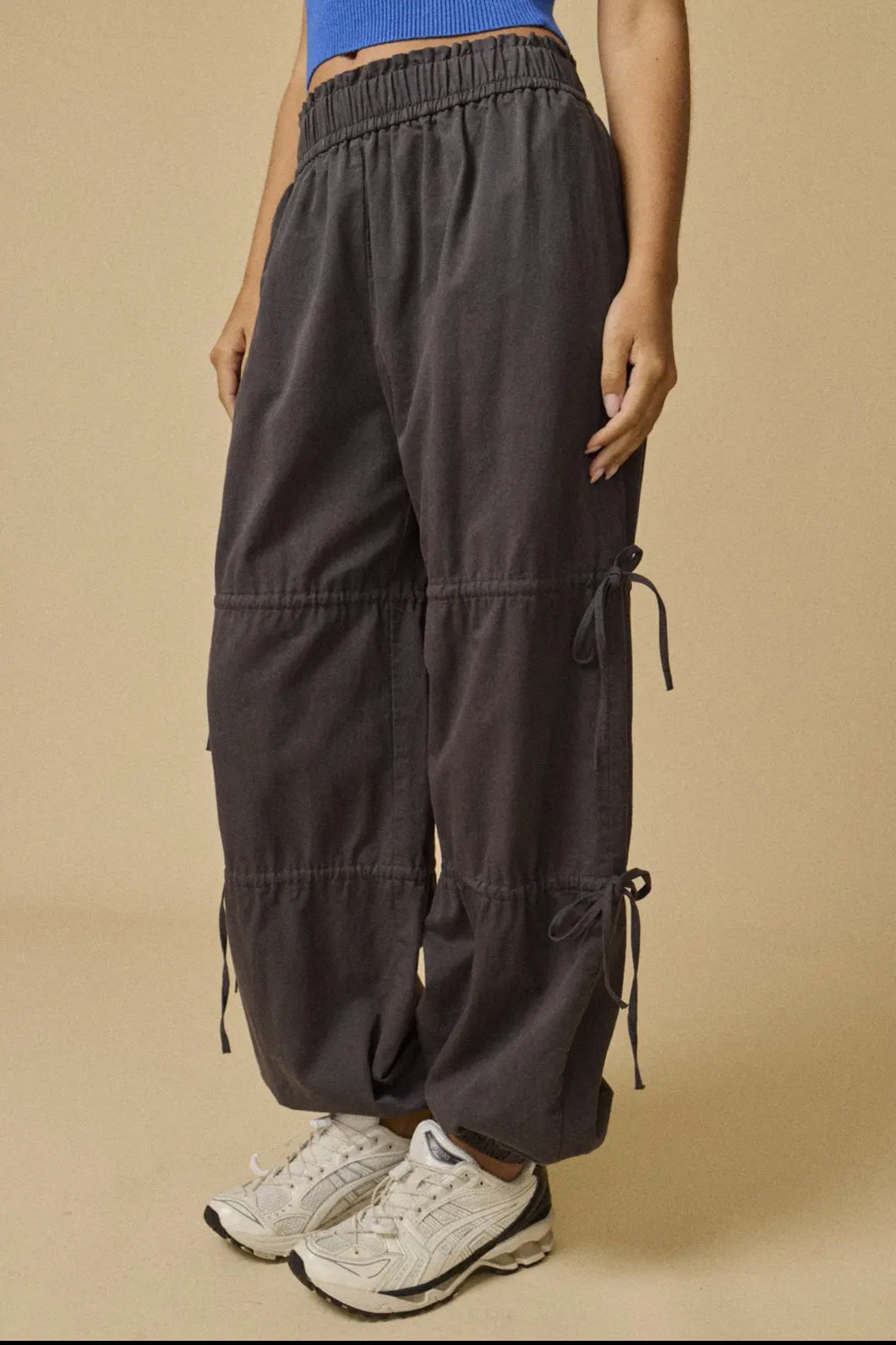 Charcoal side tie jogger pant