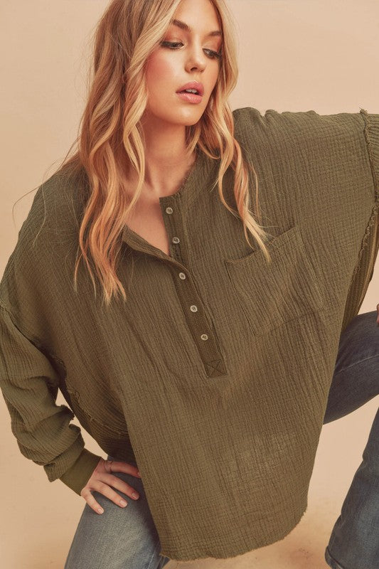 Textured linen top