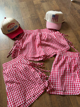 Load image into Gallery viewer, Side tie gingham boxer shorts
