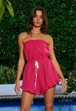 Load image into Gallery viewer, Gingham strapless smocked romper

