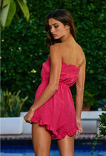 Load image into Gallery viewer, Gingham strapless smocked romper
