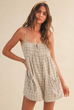 Load image into Gallery viewer, Gingham pocketed romper
