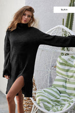 Load image into Gallery viewer, Turtleneck slit sweater dress
