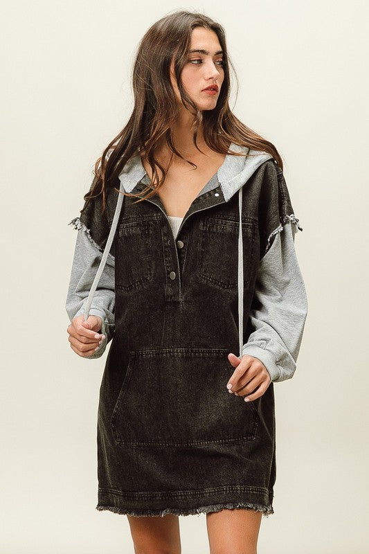 Denim hooded dress