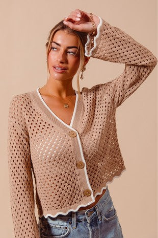Open knit light weight cardigan