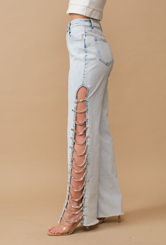 Diamond denim stretch jeans
