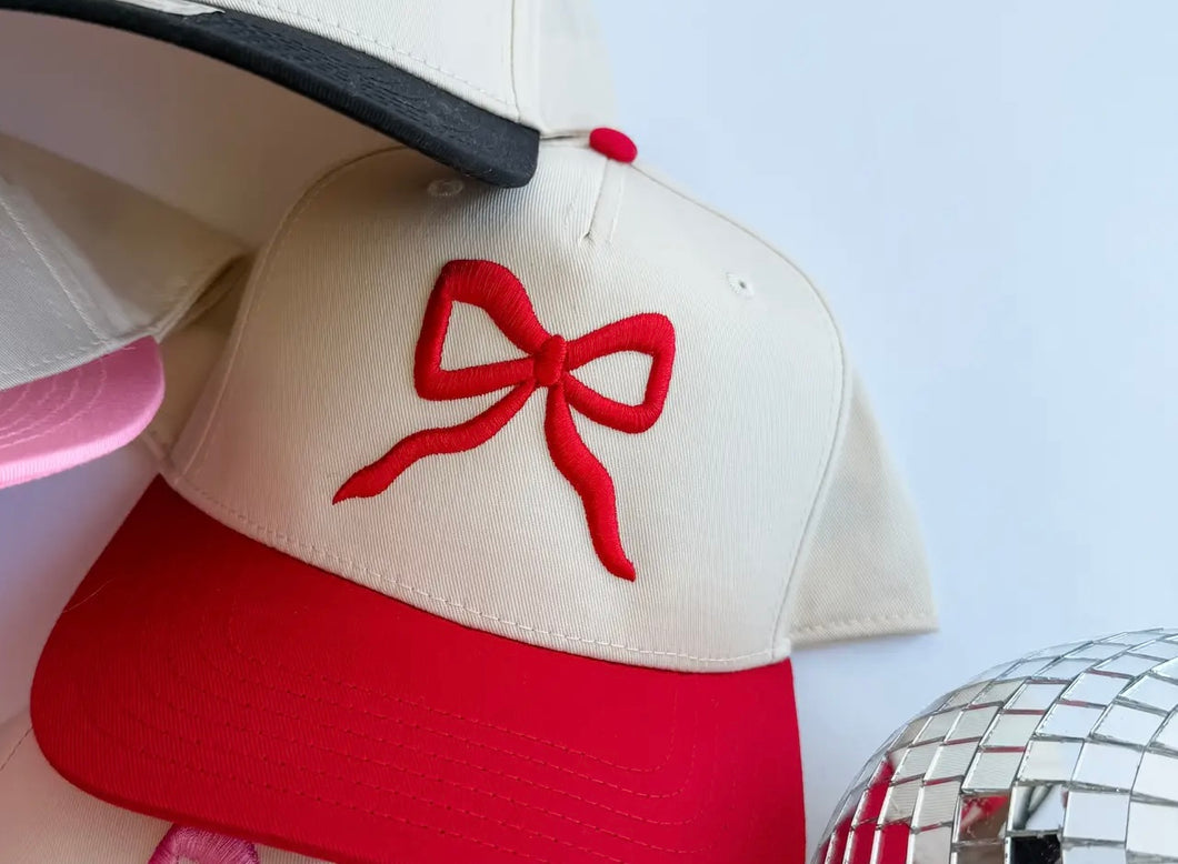 Red bow baseball hat