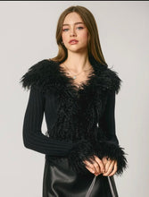 Load image into Gallery viewer, Faux fur knit cardigan
