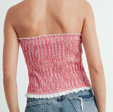Load image into Gallery viewer, Ruffled checkered tube top
