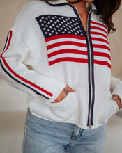 Load image into Gallery viewer, Full zip USA sweater
