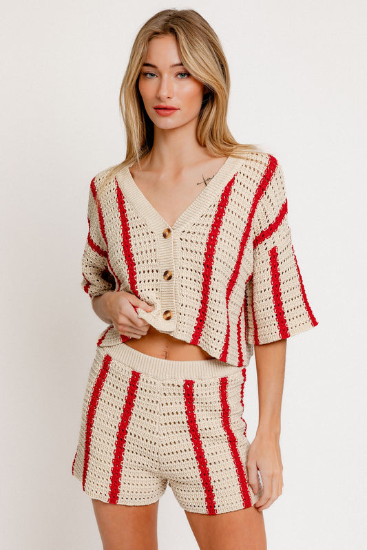 Crochet stripe short & crop top (sold separate)