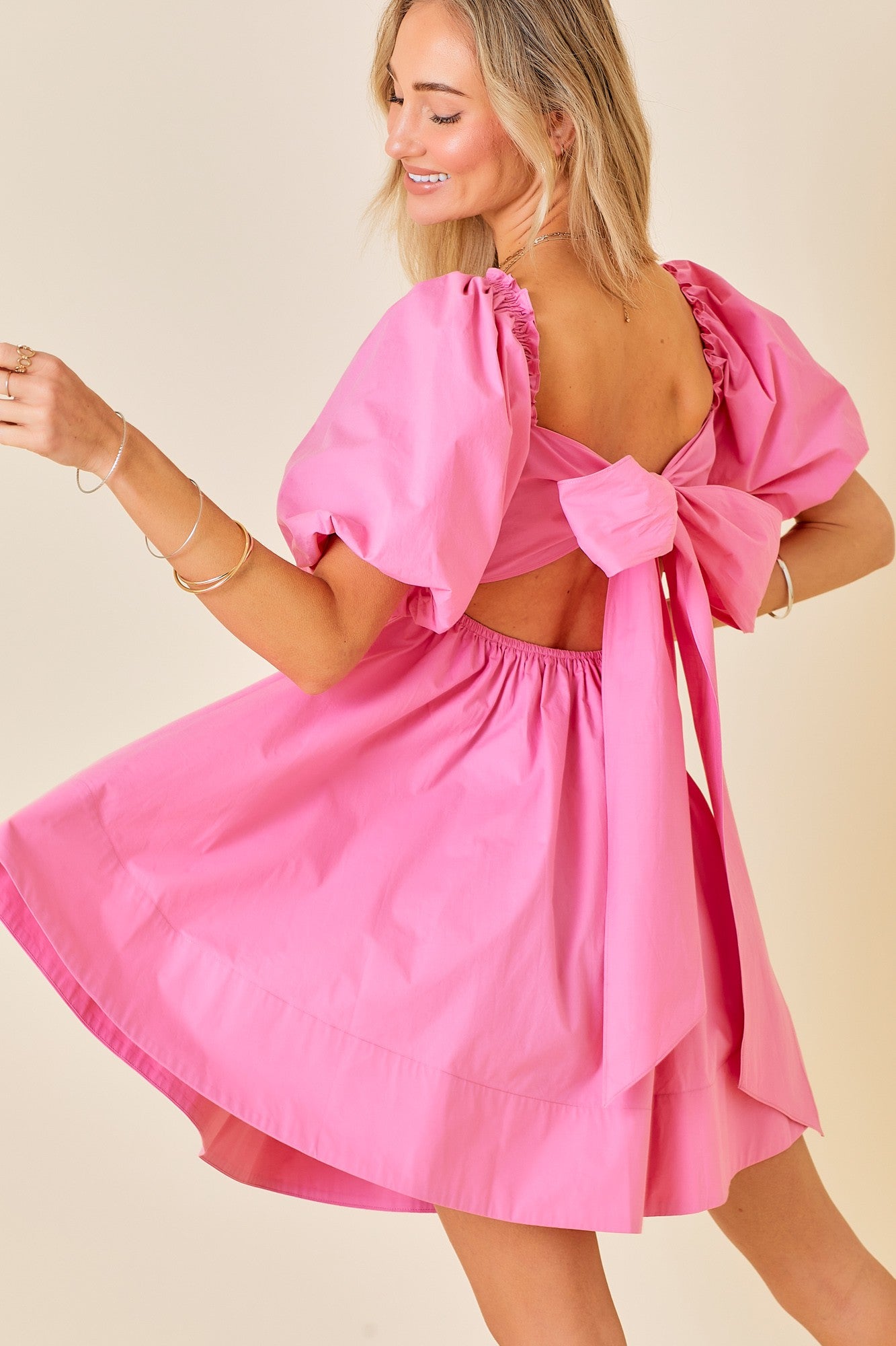 Ruffle midi pink dress