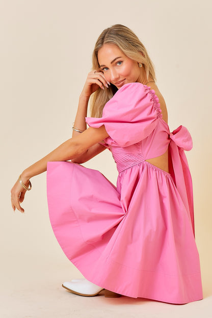 Ruffle midi pink dress