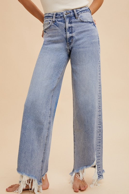 Raw hem bottom denim