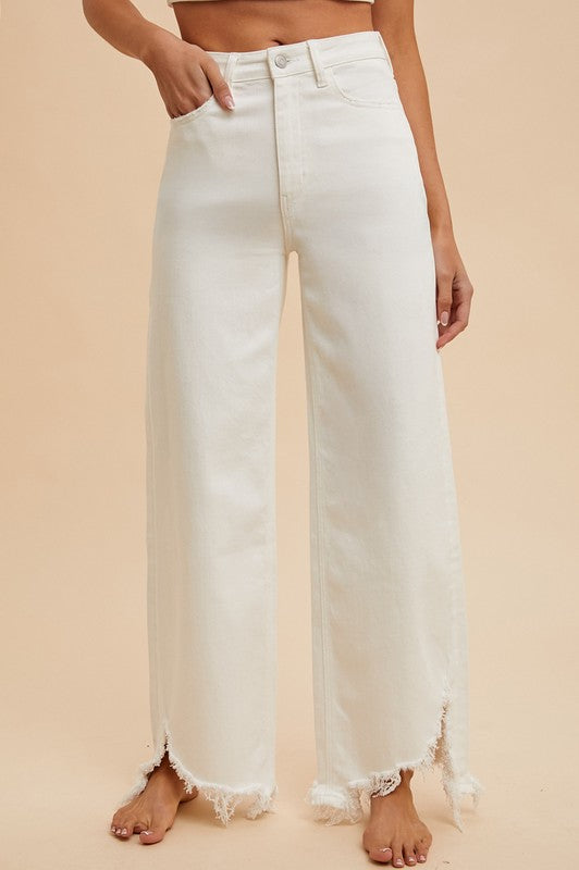 Raw hem bottom denim