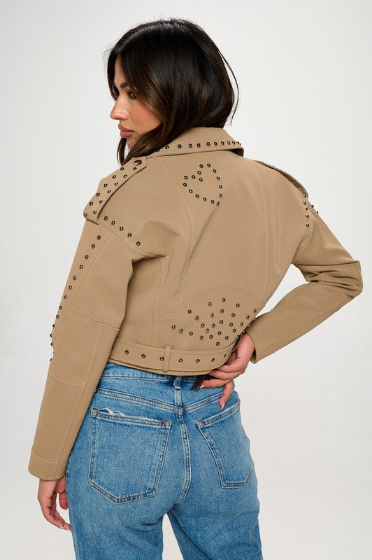 Suede studded moto jacket