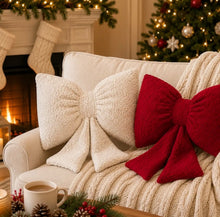 Load image into Gallery viewer, Sherpa bow pillow
