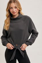 Load image into Gallery viewer, Funnel neck tie front sweatshirt
