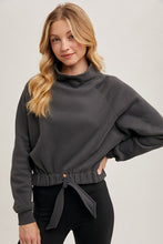 Load image into Gallery viewer, Funnel neck tie front sweatshirt
