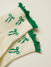 Load image into Gallery viewer, Green bow Pilates grip socks
