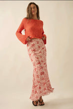 Load image into Gallery viewer, Floral mesh pleated mermaid maxi skirt
