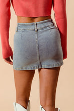 Load image into Gallery viewer, Washed denim front pocket skirt
