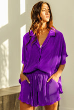 Load image into Gallery viewer, Pleated blouse short set
