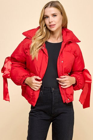 Bow puffer jacket