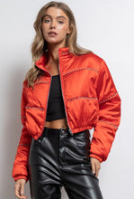 Load image into Gallery viewer, Rhinestone satin bomber
