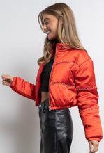 Load image into Gallery viewer, Rhinestone satin bomber

