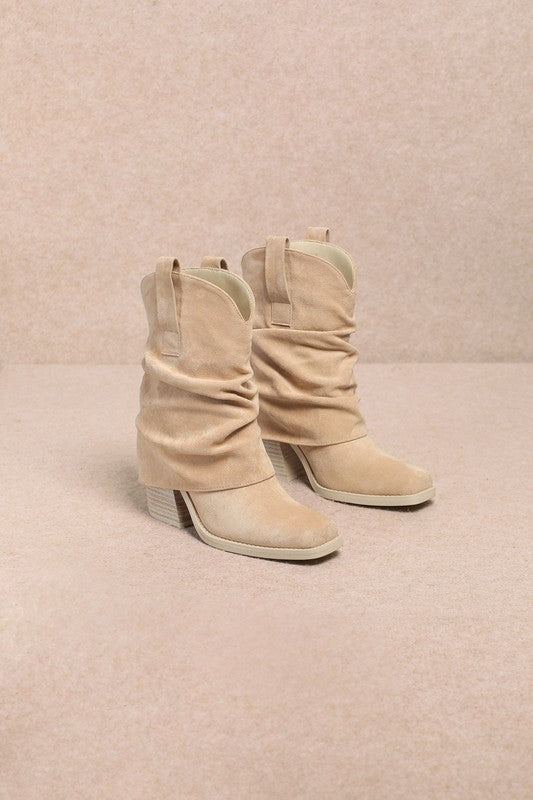 Suede fold over booties
