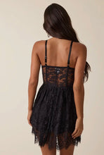 Load image into Gallery viewer, Black lace high low mini dress
