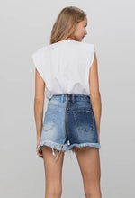 Load image into Gallery viewer, High rise two tone denim shorts

