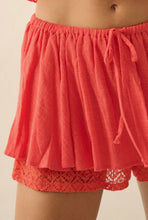Load image into Gallery viewer, Gauze crochet lace drawstring shorts
