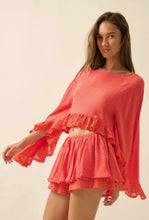Load image into Gallery viewer, Gauze crochet lace bell sleeve crop top
